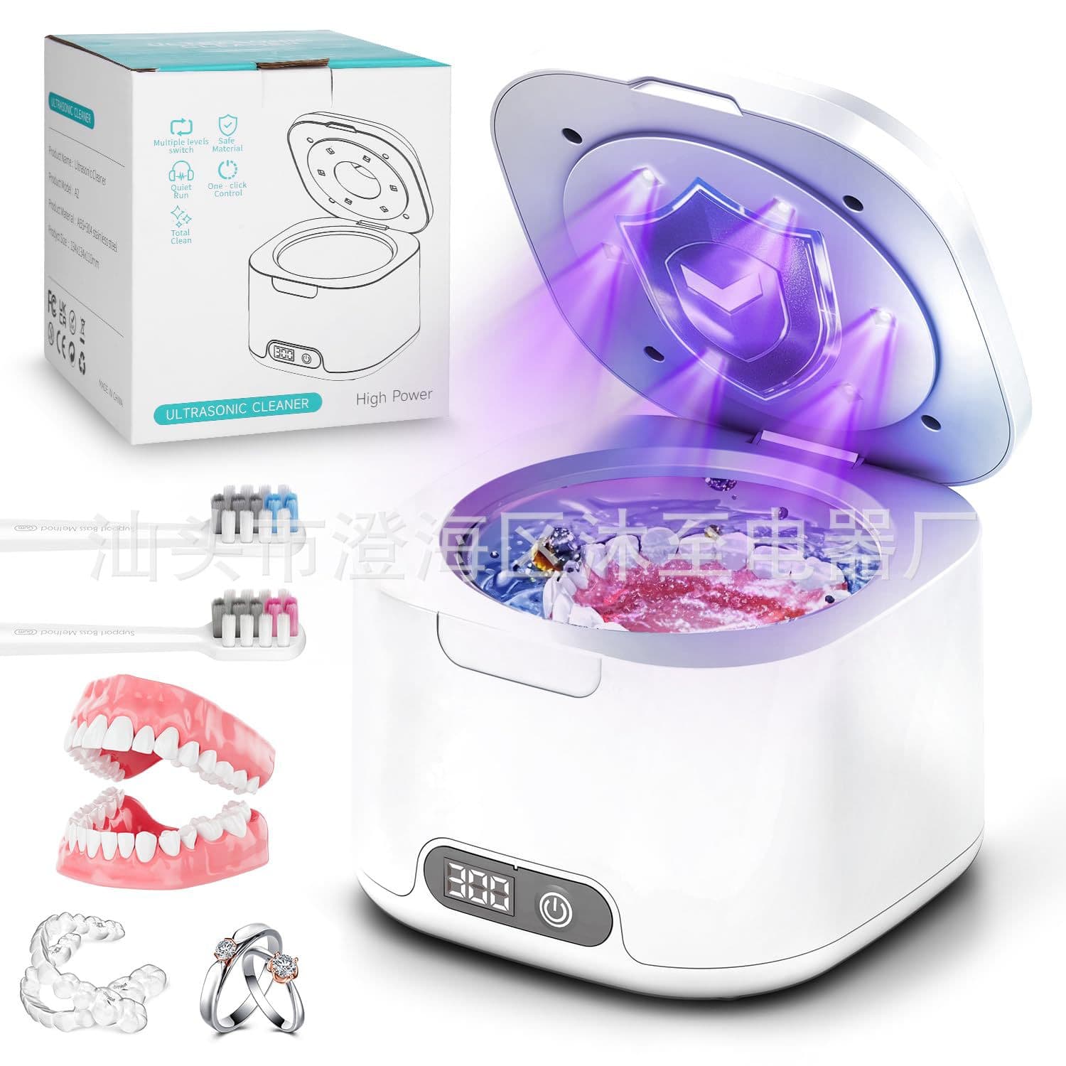 Ultrasonic Jewelry Cleaner Holder for Dentures, Jewelry, Necklaces, Watch Bands, Mini Small Home Use