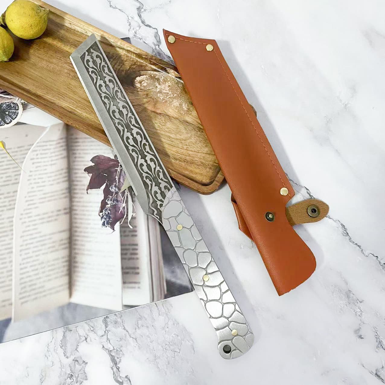 Yangjiang Knife Outdoor Portable Chopping Forged Bone Cleaver Camping Knife Meat Slicer Dragon Pattern Full Steel Bone Chopper