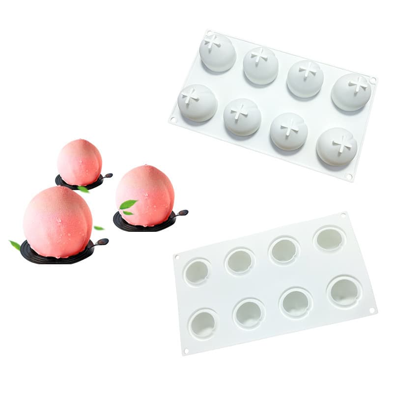 Spot water honey peach 8 consecutive peach milk jelly peach mold tofu peach silicone cake diy mousse mold
