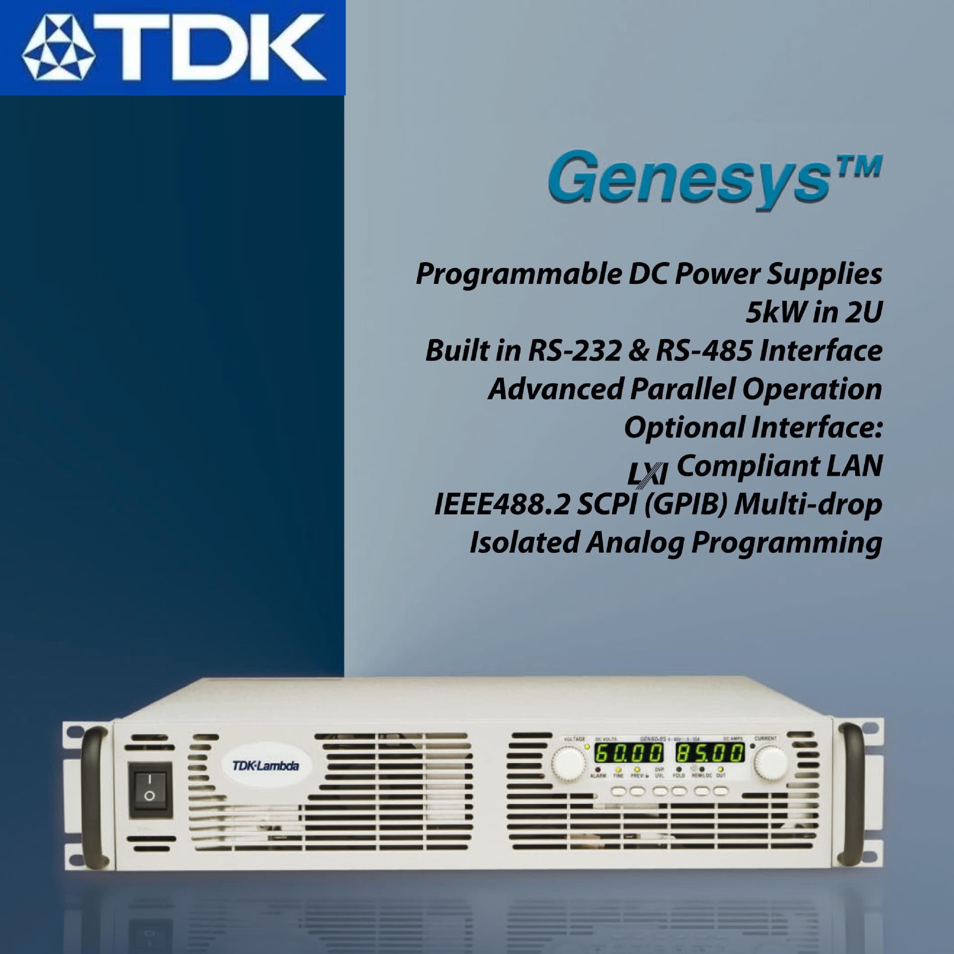 TDK-GEN-8-600/20-250/60-85 Programmable DC Power Supply Genesys Series 5000W
