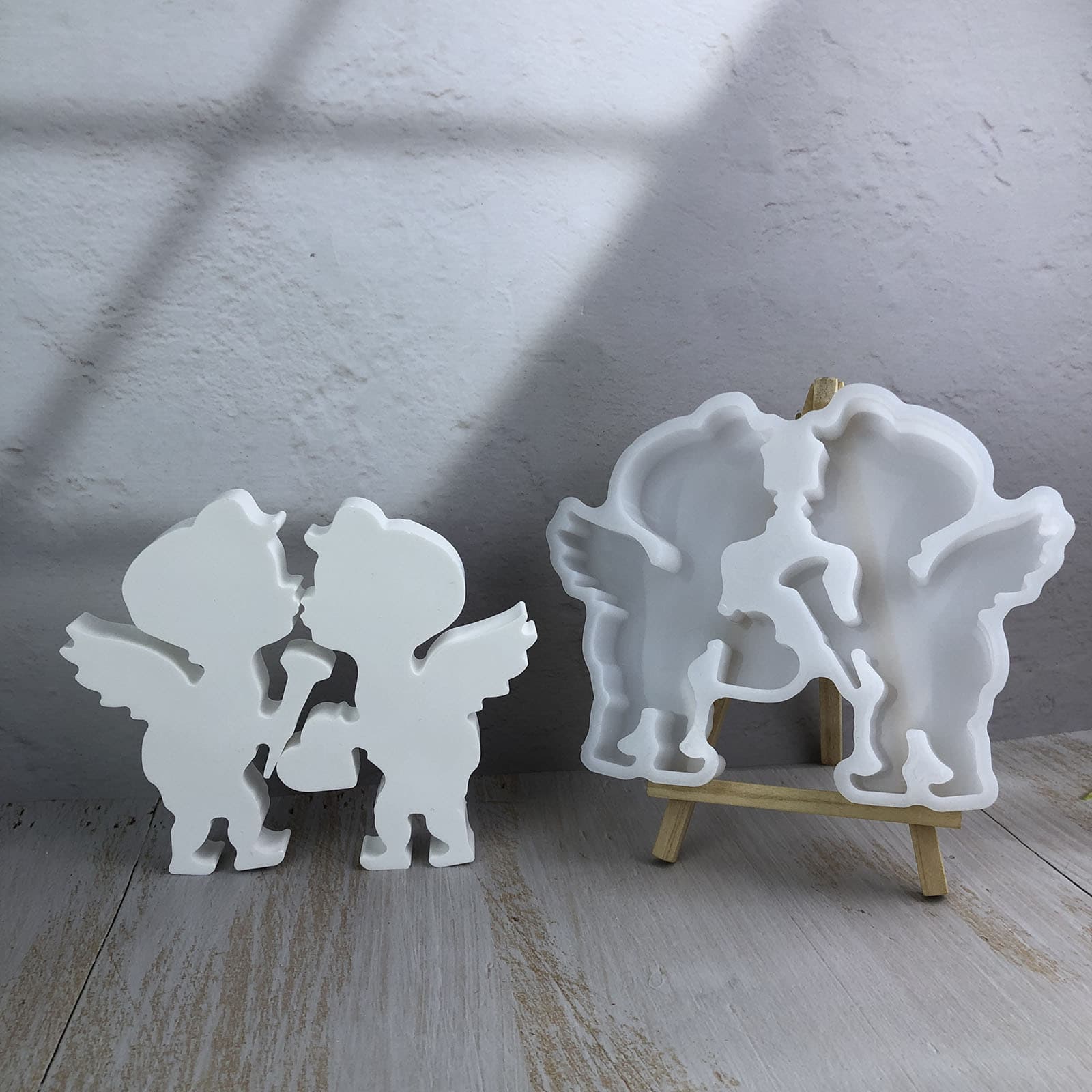 X0530 Kissing Angel Set Ornament Decorative Cement Plaster Mold DIY Silicone Mold