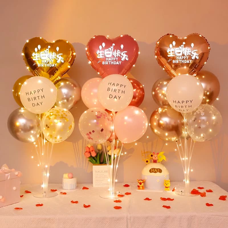 Heart-shaped Birthday Party Balloons, Birthday Decoration Supplies, Romantic Party Decorations for Birthday Dinner and Scene Setup