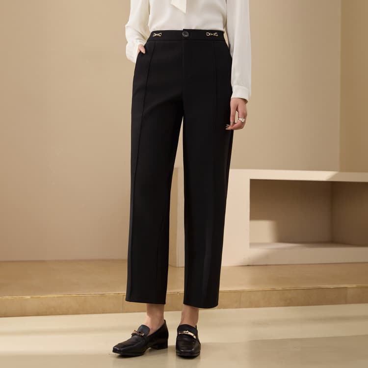 【Glutinous Rice Pants】Intelligent commuter elastic back waist knit pants, Xianlixiu plus-size women's clothing for curvy girls, autumn new style