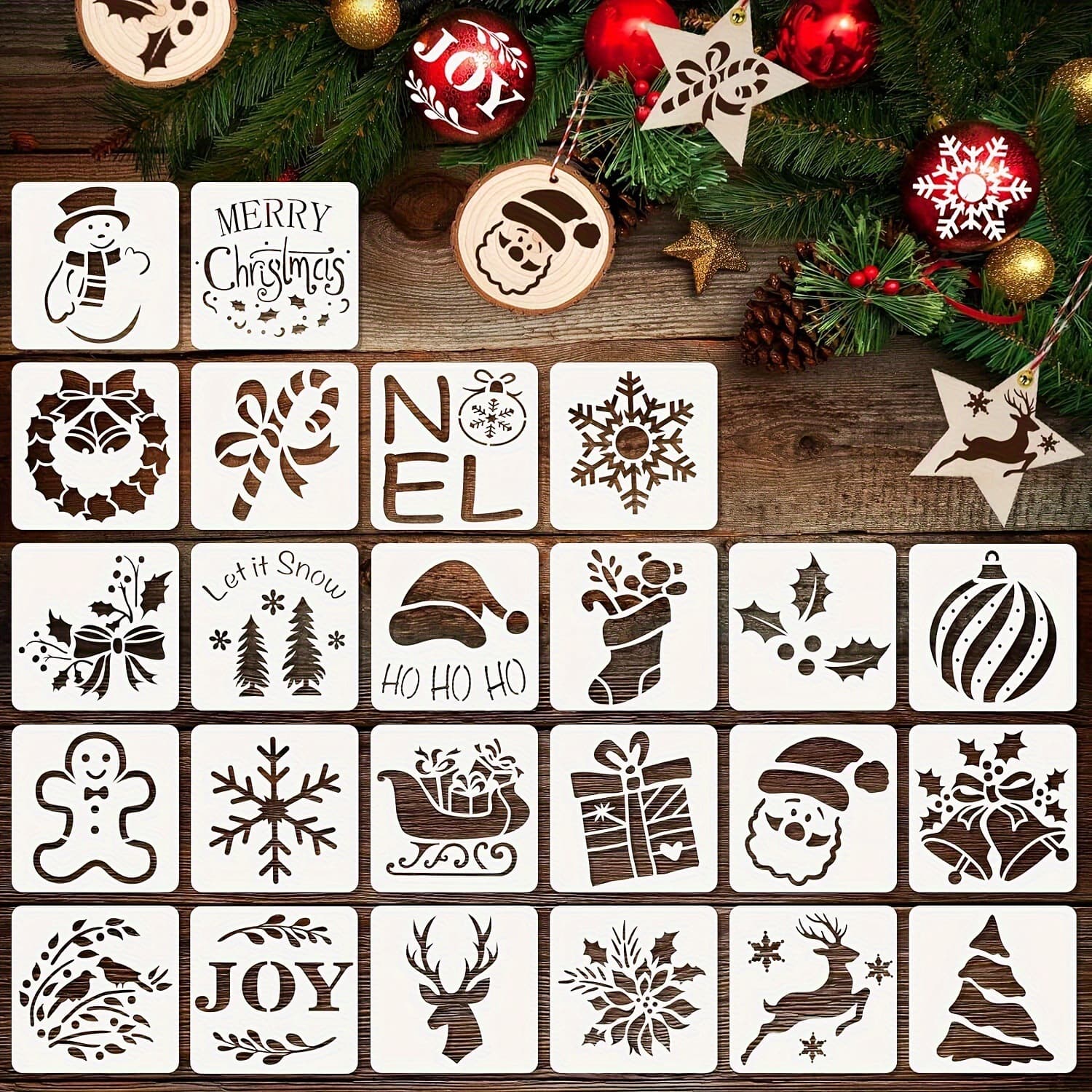 Christmas Amazon New 24 Sheets Flower Painting Template, Christmas Theme DIY