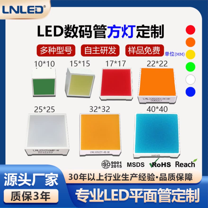 10x10/15x15/17x17/22x22/25x25/32x32/40x40mm LED planar tubes, square lights