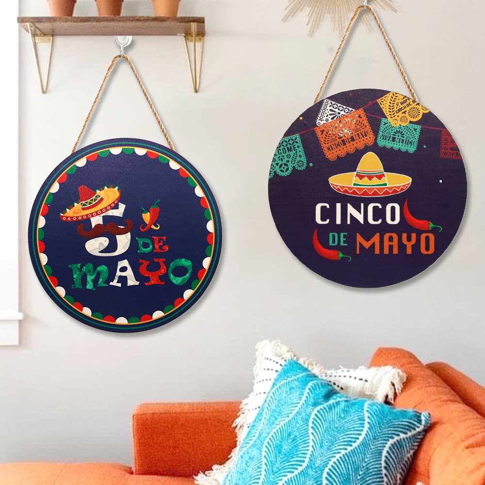 New Mexican May 5th Carnival Party Decoration Wooden Pendant Mexico Carnival Door Pendant