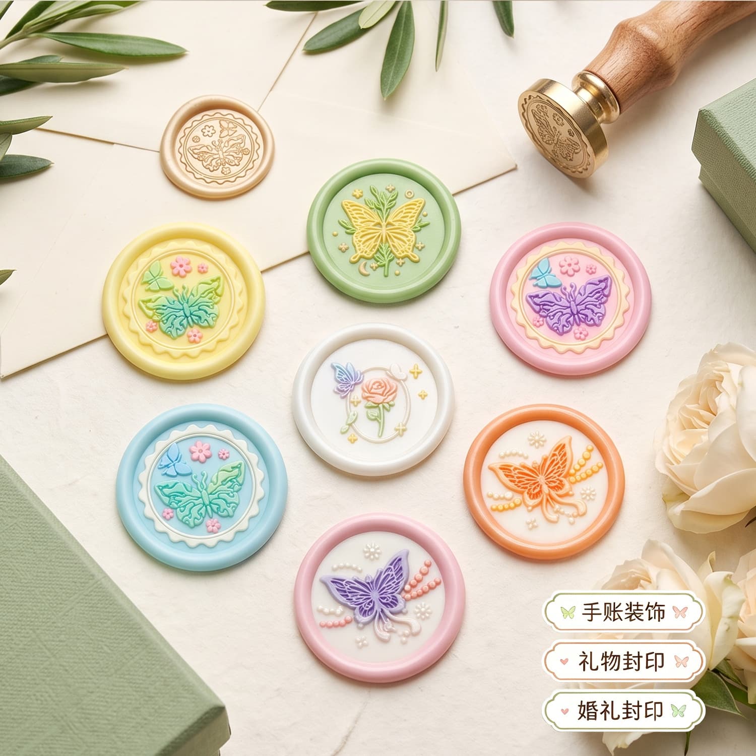 Popular model with fire lacquer seal, copper head, French style beautiful butterfly lace model, solid brass souvenir gift box packaging