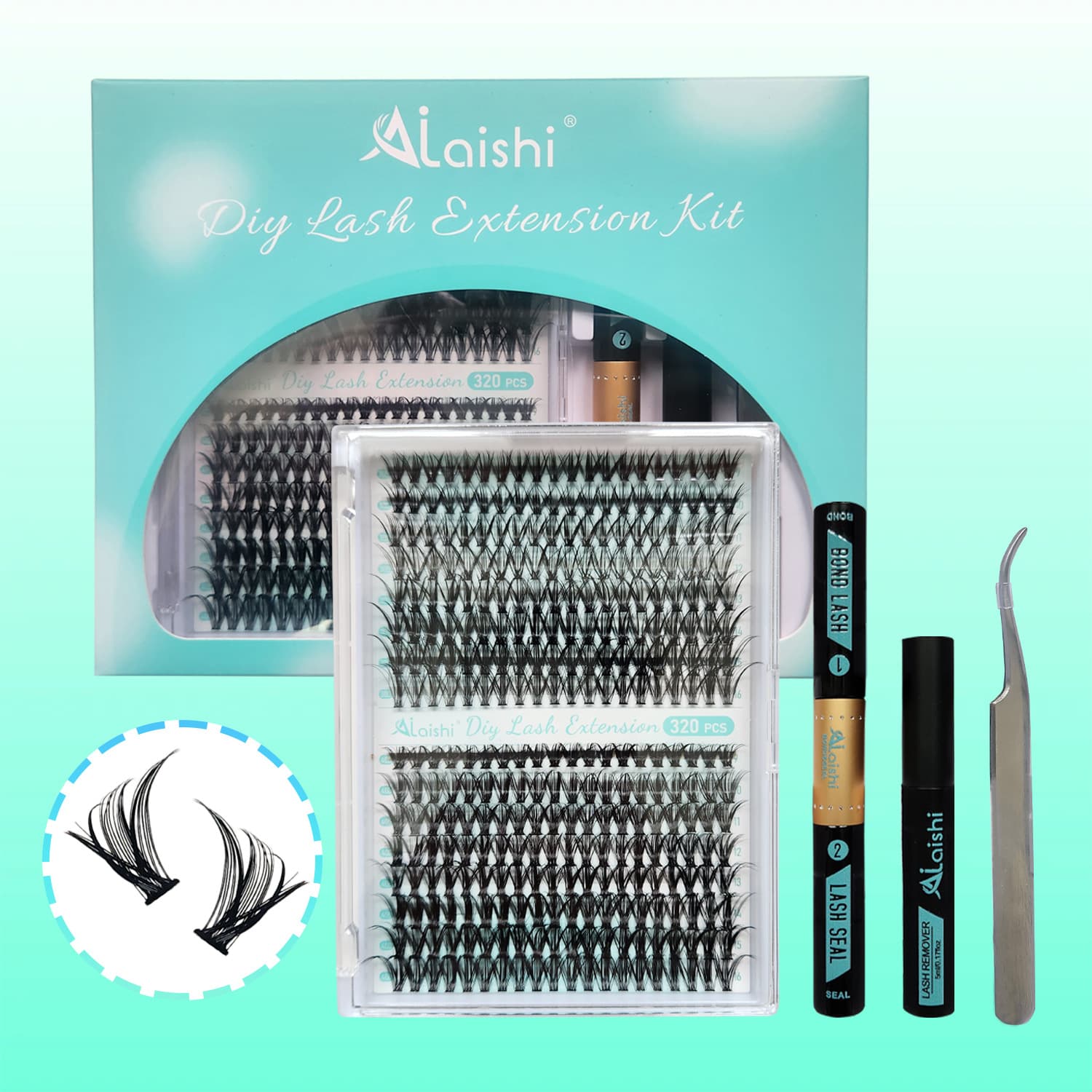 Cross-border Duo Lash Kit Box, European and American Voluminous Segment False Eyelashes, Cos False Eyelashes