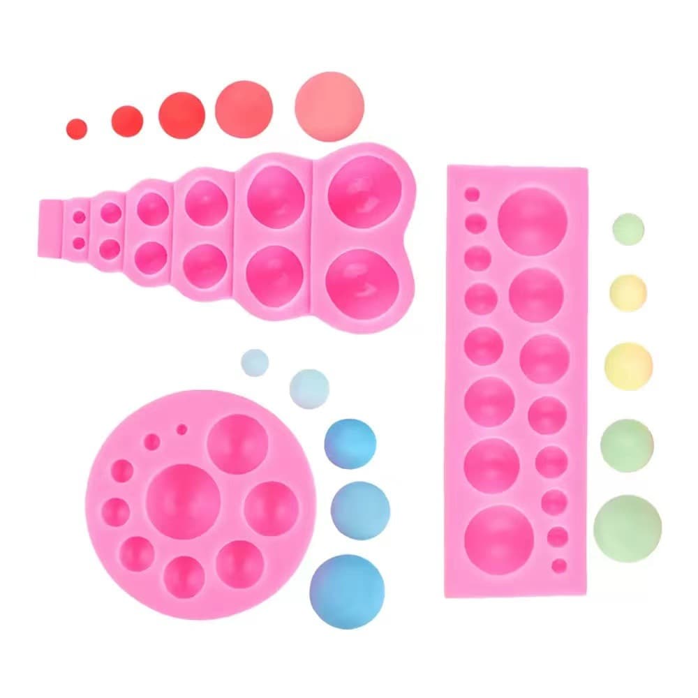 Large and Small Half-Round Silicone Mold, Faux Diamond Half-Round Gem Fondant Baking Chocolate Silicone Mold
