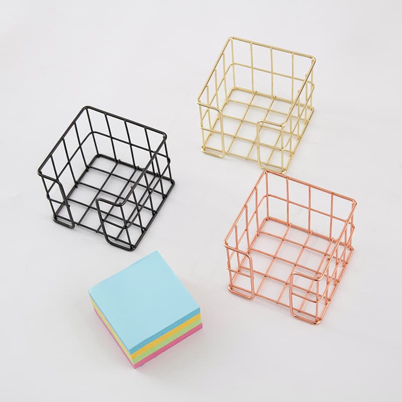 Iron hollow sticky note paper box, desktop metal mesh storage organizer, office stationery wholesale in stock