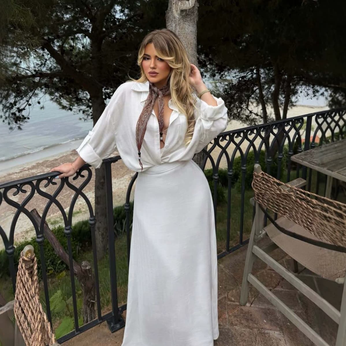 2026 Cross-Border New European & American Style Loose Long Sleeve Shirt & Skirt Set, Casual Elegant Two-Piece Maxi Dress