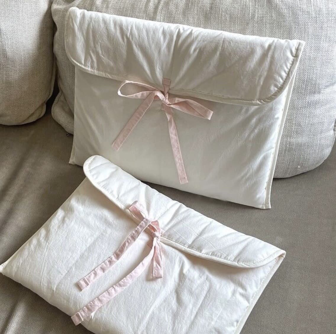 Cross-border Korean new style INS blogger same ballet style pink bow quilted notebook tablet computer bag.