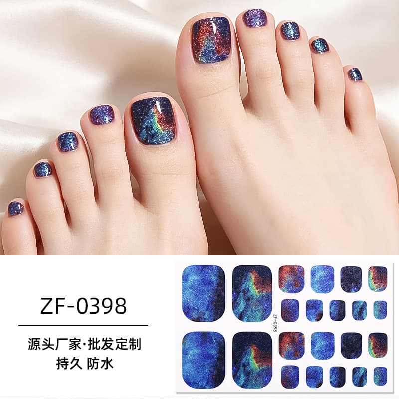 Cross-border Europe and America Toenail Stickers Waterproof Bling Rhinestone Gold Foil Toe Nail Art Film Stickers Custom