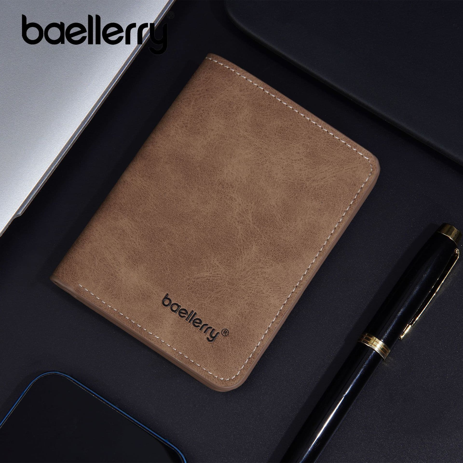 New Men's Wallet baellerry Cross-Border Short Business Matte Leather Card Holder Multi-Slot Premium Money Clip