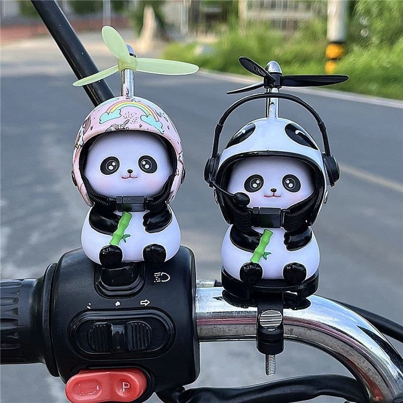 Cute Bamboo Panda Electric Vehicle Decoration Little Yellow Duck Ornament Bicycle Scooter Accessory Hanging Doll