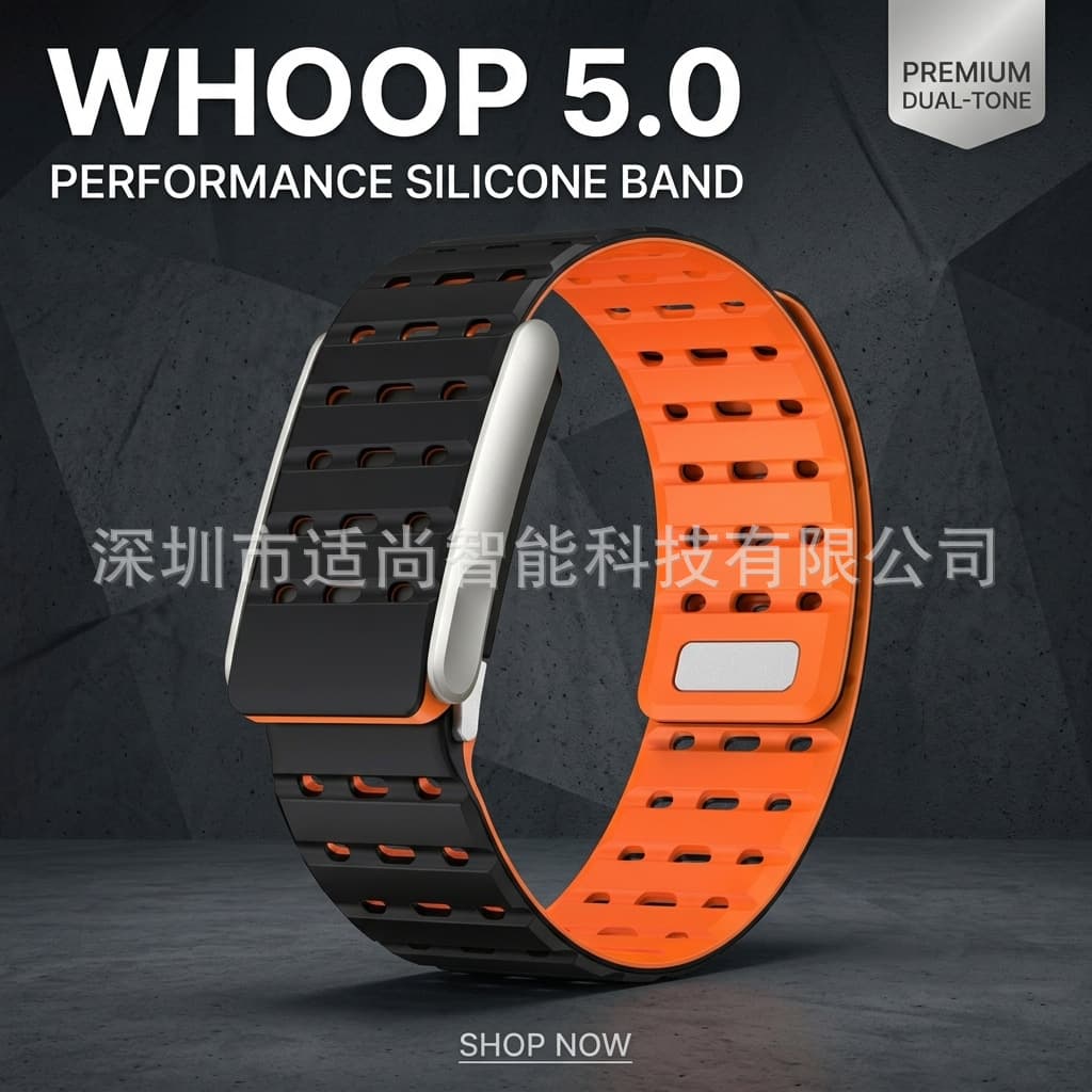Compatible Whoop 5.0 Magnetic Silicone Wristband Whoop 5.0 MG ECG Style Breathable Perforated Watch Strap