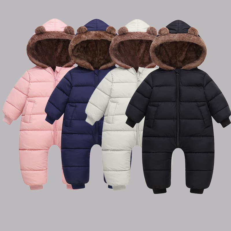 New Autumn/Winter Baby Fleece-Lined Thickened One-Piece Romper, Outing Clothes, Cotton-Padded Jumpsuit, Infant Down Jacket, Crawling Suit