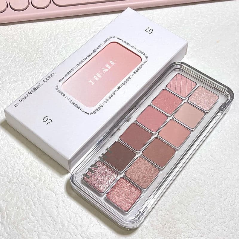 DIKALU eye shadow cement tray 12 colors matte earth tone milk tea tray light makeup fake makeup