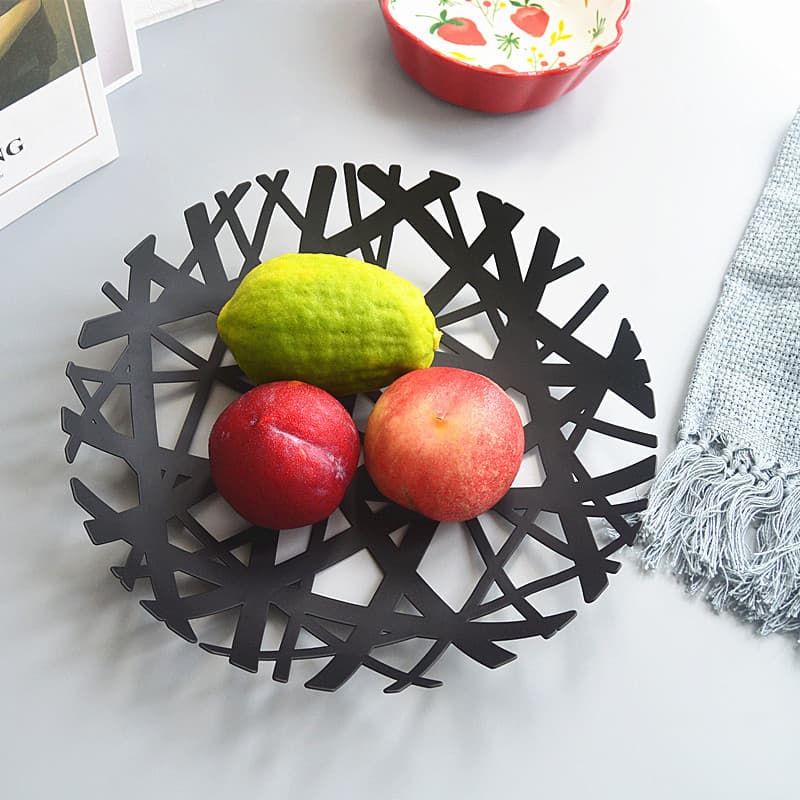 European Style Household Iron Fruit Basket, Creative Round Bird's Nest Candy Plate, Living Room Fashion Storage Ornament, Cross-Border