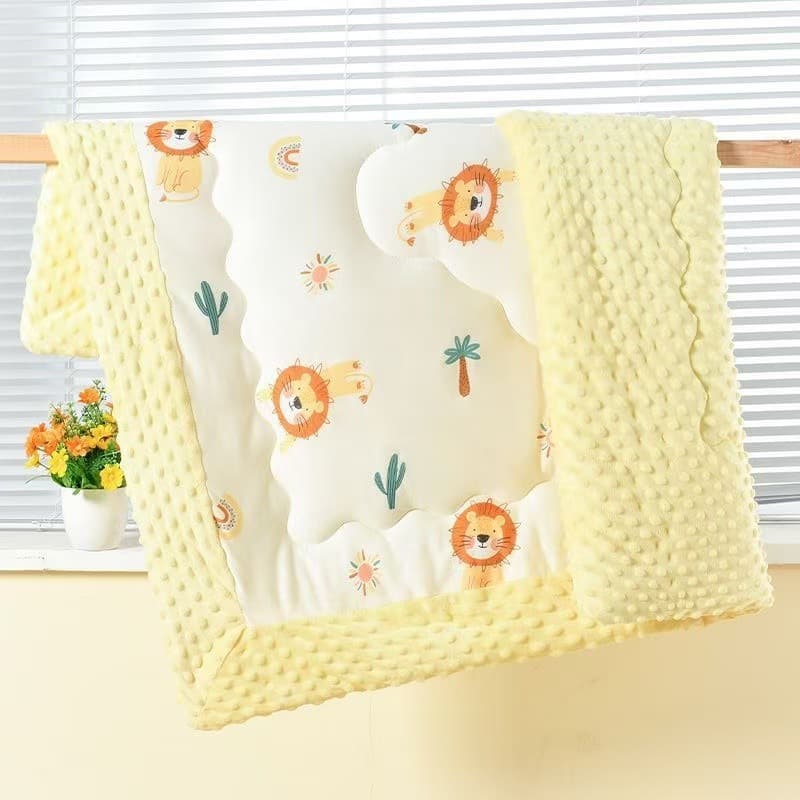 Spring and Autumn Style Bean Velvet Blanket Baby Comfort Blanket Cartoon Print Newborn Knitted Cotton Velvet Soft Infant Blanket