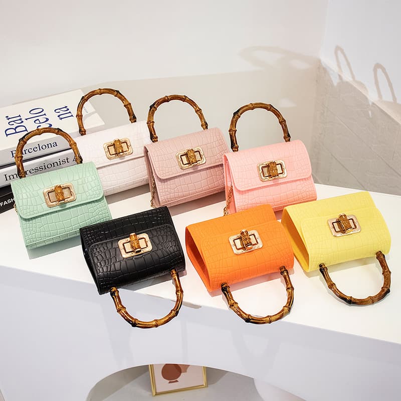 Wholesale Bamboo Jelly Bag Handbag Crocodile Pattern Small Square Bag Trendy Red Shoulder Bag Women's Bag with Red Envelope One Generation Hair