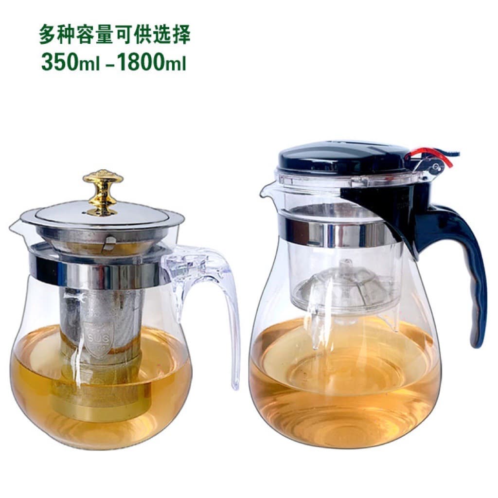 One-touch filter teapot set with heat-resistant glass, elegant cup design, customizable logo printing