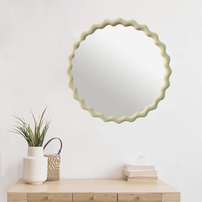 Korean-style Slim Wave Mirror, French Retro Bathroom American Vanity Mirror, European Wall-mounted Anti-fog Bathroom Mirror