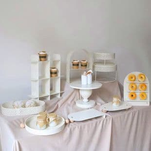 Cream Color Dessert Table Display Stand Wedding Buffet Decoration Birthday Cake Stand Iron Art Pastry Tray