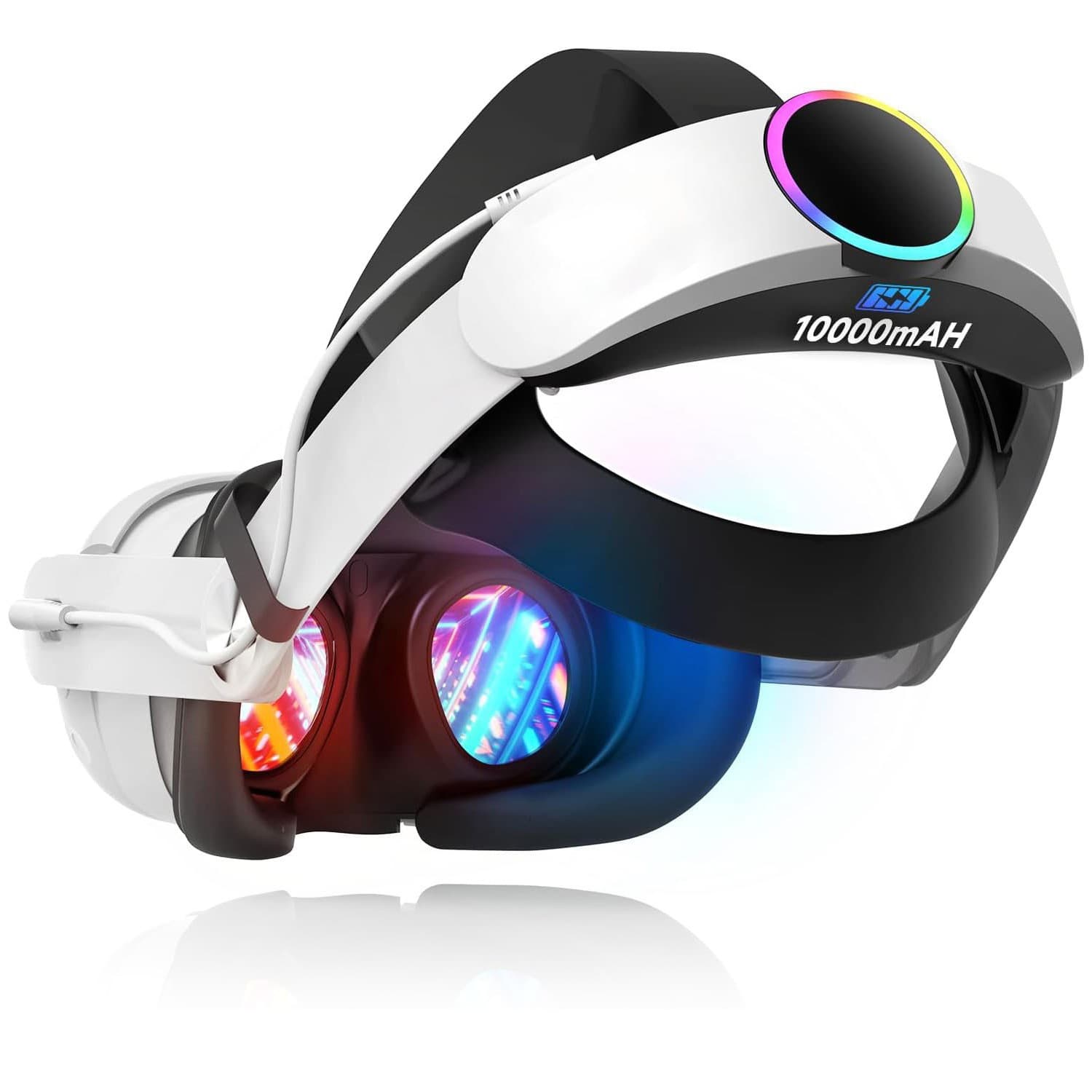 Compatible Oculus Quest 2 Elite Strap VR Replacement Head Strap 10000mAh Battery RGB Charging