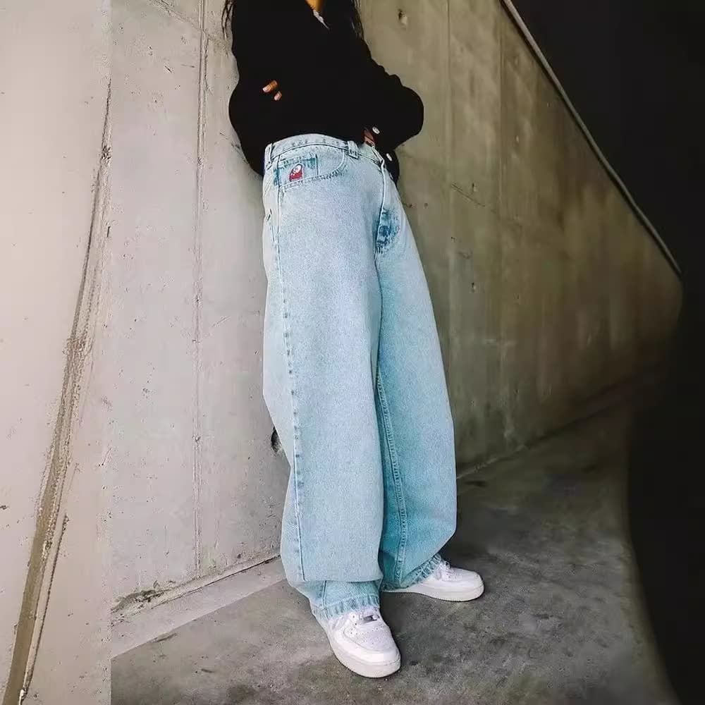 This Year's Popular Streetwear Jnco Jeans Y2K Casual Hip-Hop Blue Loose Jeans Wholesale from the Manufacturer