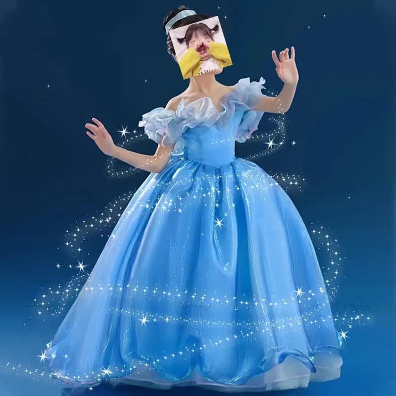 Children's Princess Dress Cute Cinderella Girl Piano Little Host Performance Outfit Birthday Fashionable Tutu Dress