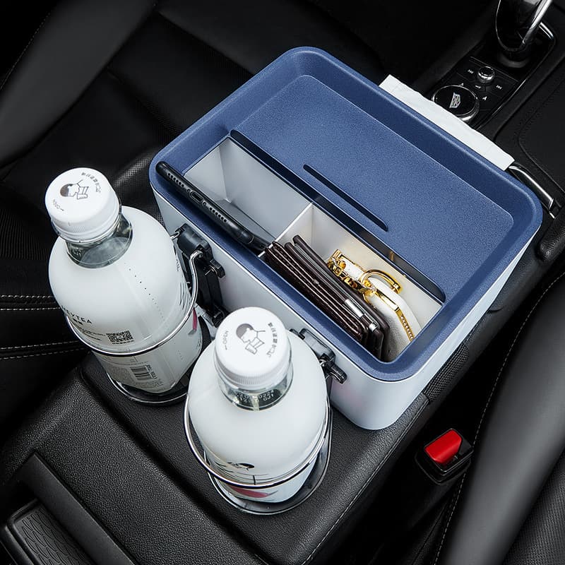New Car Tissue Box Multi-functional Storage Organizer with Cup Holder for Armrest Console Auto Accessory
