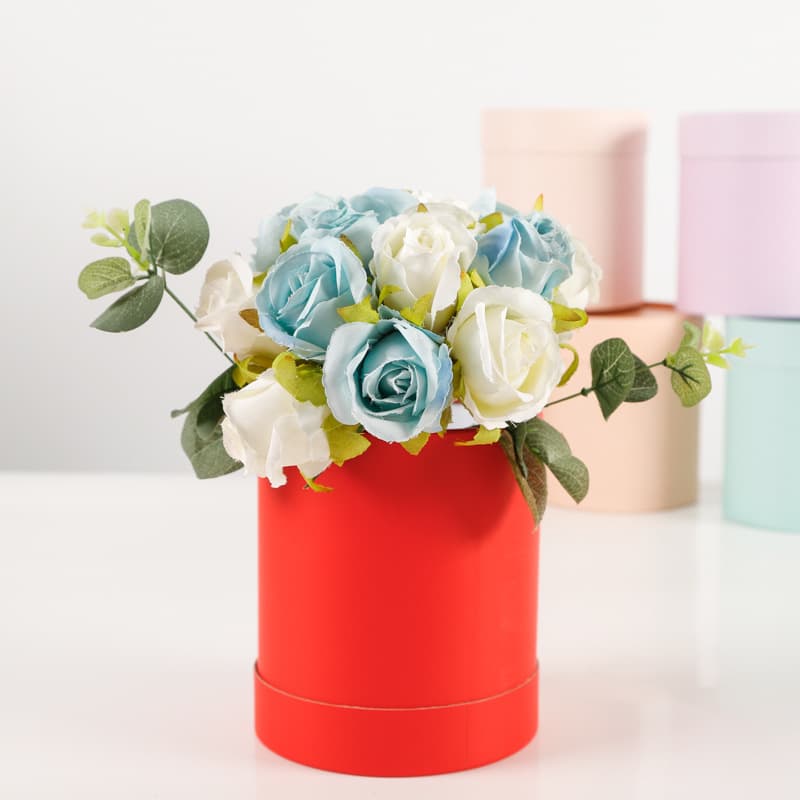 Hug Bucket Rose Fresh Flower Bouquet Packaging Round Flower Box New Year Fortune Bucket Handheld Flower Arrangement Bucket Cross-border Labeling Dropshipping