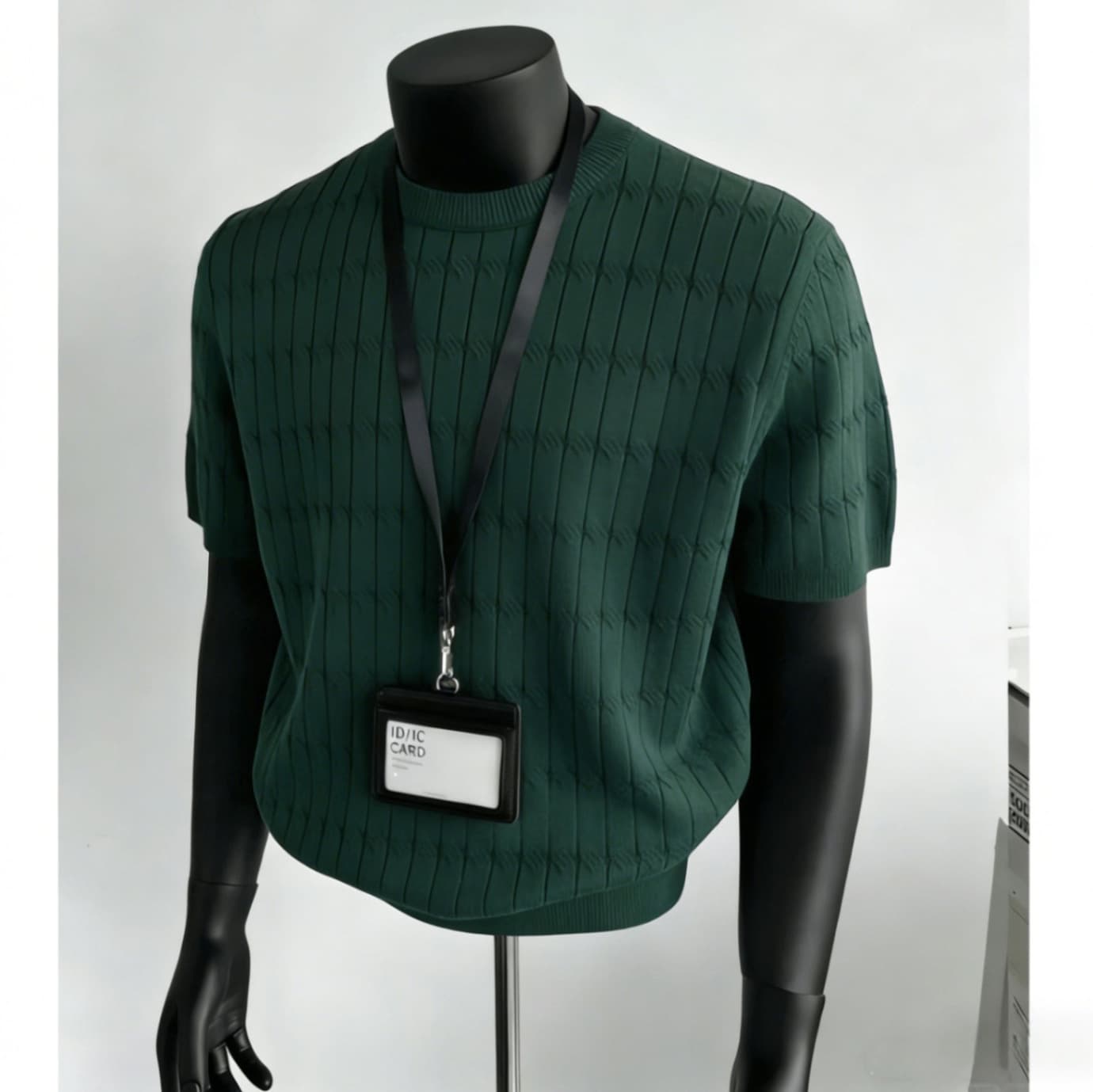 Knitted Cable Texture Short-Sleeve T-Shirt for Men, Slim Fit, Old Money Style, Business Summer, Cross-Border Factory Wholesale