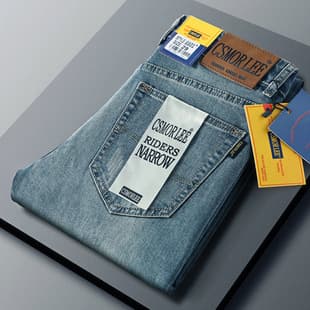 Brand Men's Export Original Authentic Jeans Summer Retro Slim Straight Men's Pants Stretch Smoke Gray