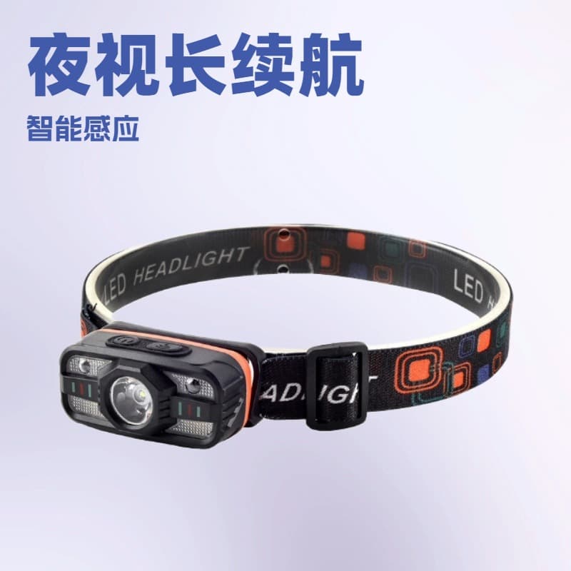 Cross-border Sensor Headlamp Multifunctional Rechargeable Mini Headlight for Night Running Outdoor LED Fishing Strong Beam Headband Style