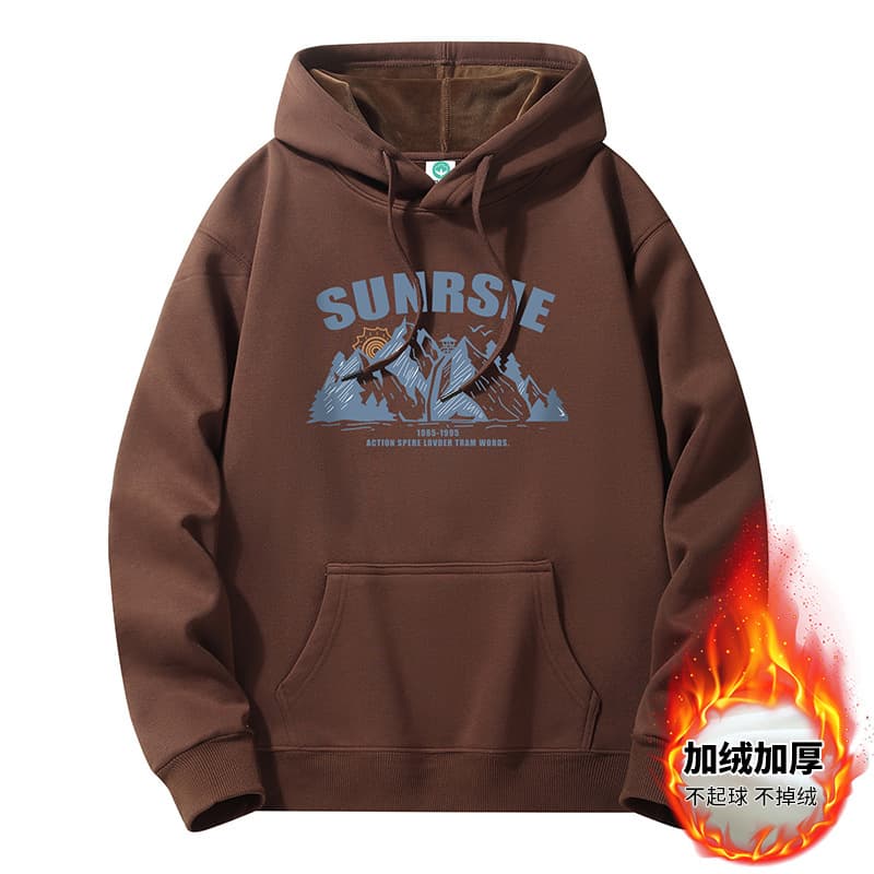 Men's Hooded Sweatshirt Fall Winter New Fleece-Lined Thickened Pure Cotton Warm Student Streetwear Loose Fit Teenager Hoodie Jacket