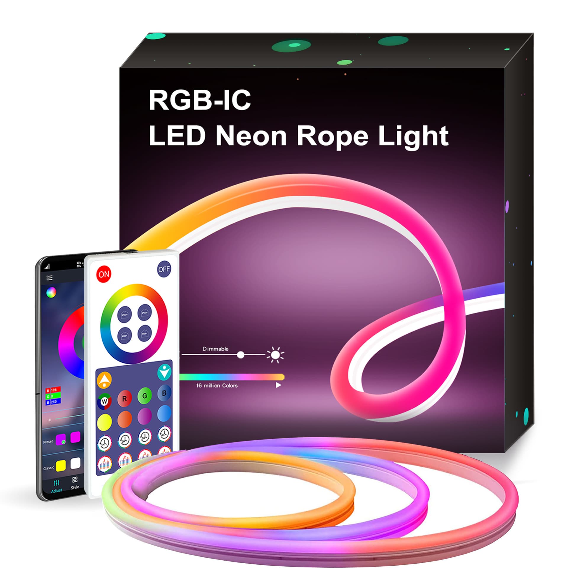 Cross-border Tuya WiFi Smart DIY Shaped Music Neon Light Strip with Music Remote Control Running Light