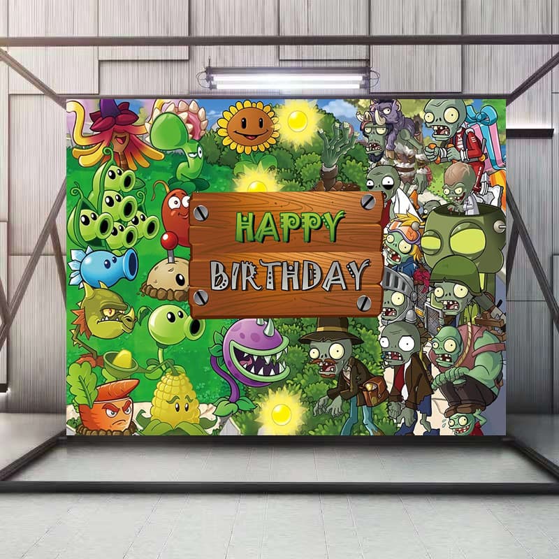 Foreign Trade Amazon Plants vs. Zombies Theme Photography Background Cloth Party Decor Supplies Vinyl