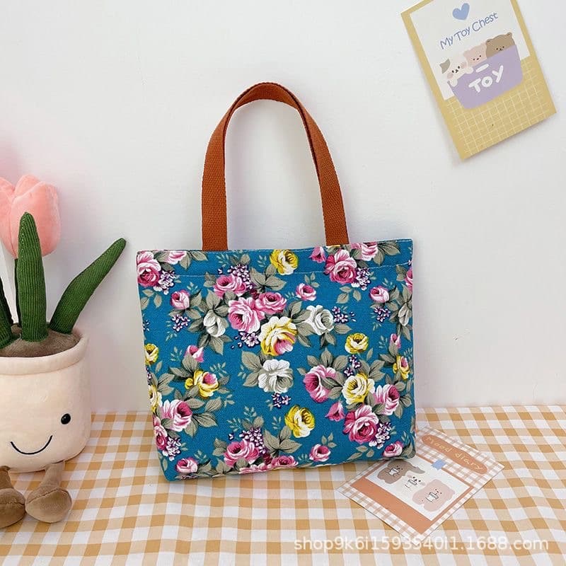 2025 New Floral Canvas Bag Women's Handbag Fashion Retro Mom Bag Tote Bag for Commuting Wholesale Bag