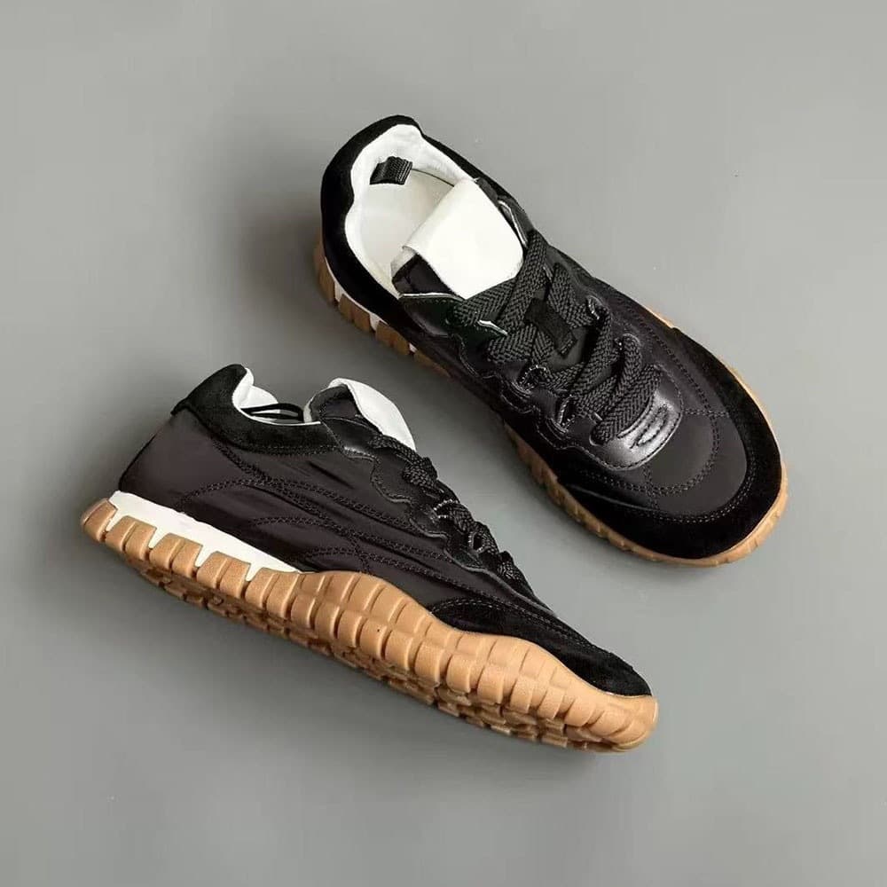 2026miu Genuine Leather Casual Sneakers for Women, Round Toe Lace-Up Thick Sole German Training Shoes, Versatile White Board Shoes for Women