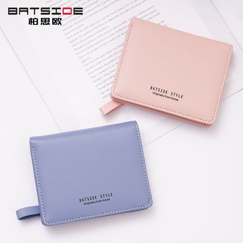 Women's Cropped Wallet Korean Style Fresh Simple Double Fold Student Coin Purse Multi-card Slot Buckle Clutch Bag For Ladies