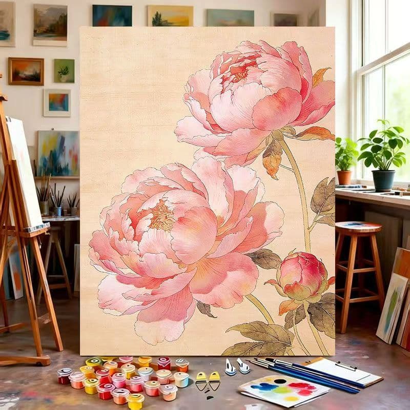 DIY Digital Oil Painting Hand-Painted National Peony Series Therapeutic Decompression Floral Premium Decorative Art