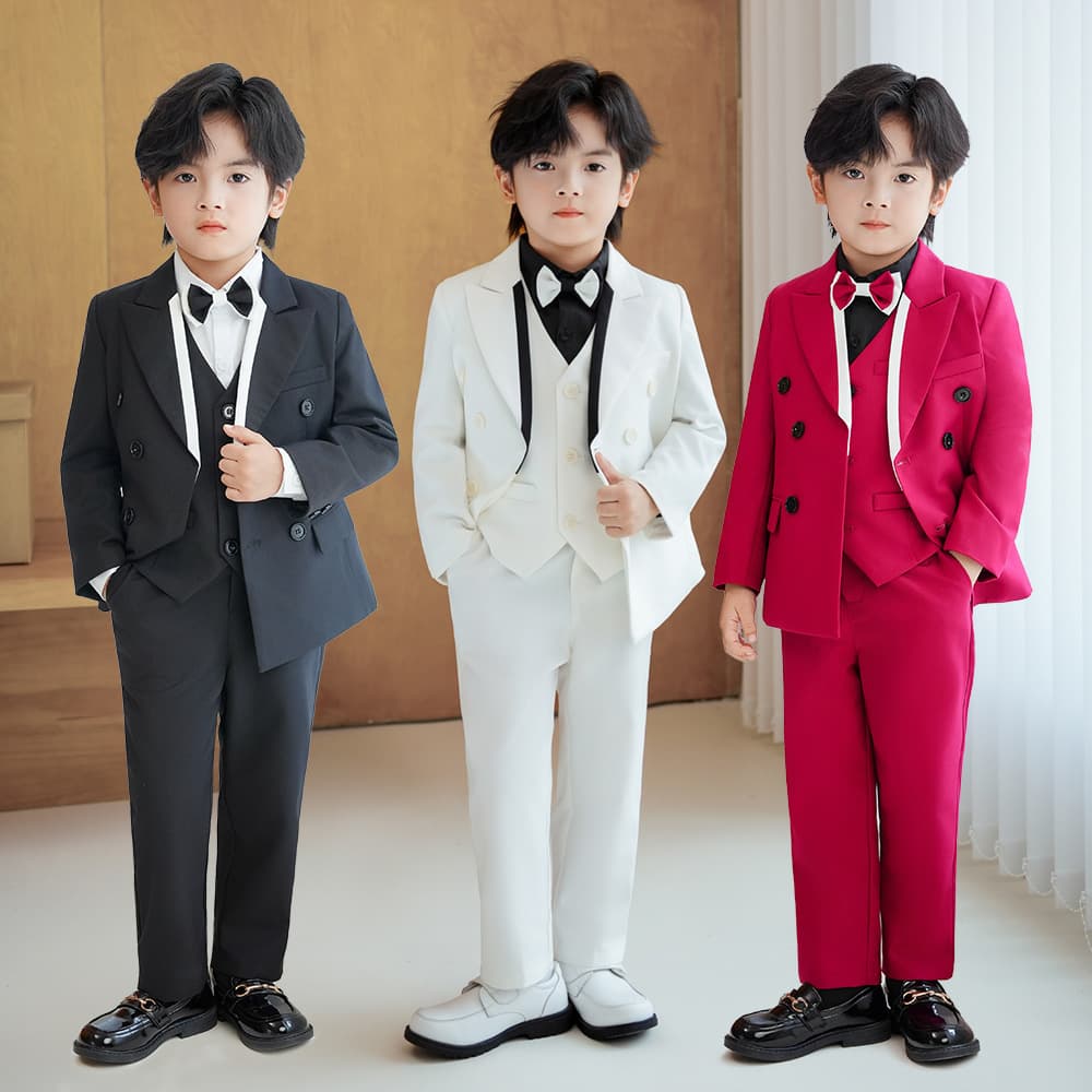 Kids' Suit Set, British Style Boys' Tuxedo, Boy Flower Boy First Birthday Photography Suit, Piano Host Performance Outfit