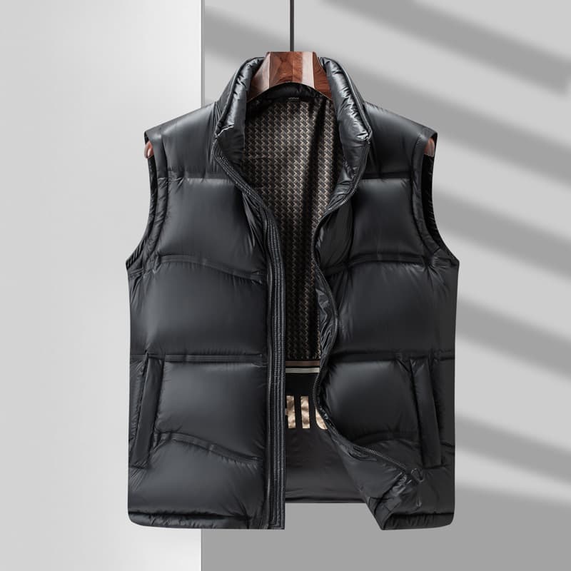 Men's Down Vest 2024 Autumn/Winter 90% White Duck Down Warm Black Gold Graphene Youth Sleeveless Down Jacket Trendy
