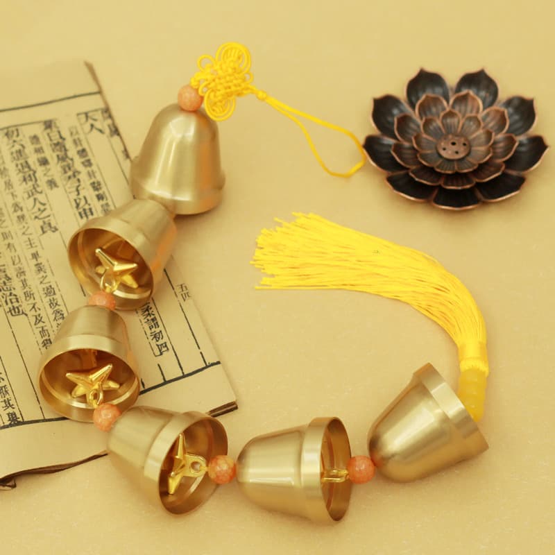 High-quality pure copper bells and wind chimes pendants, 6 pcs, 7 pcs, 9 pcs in a string, modern Chinese style home store entrance door decorations