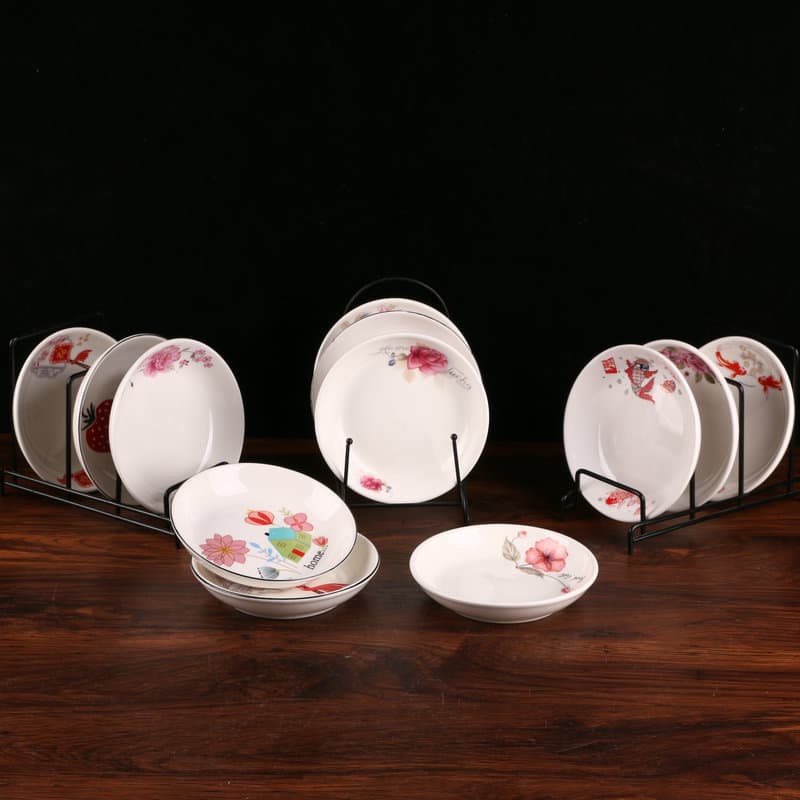Ceramic rice plate, household soup plate, simple printed plate, household daily noodles, ceramic bowl and plate, creative tableware set