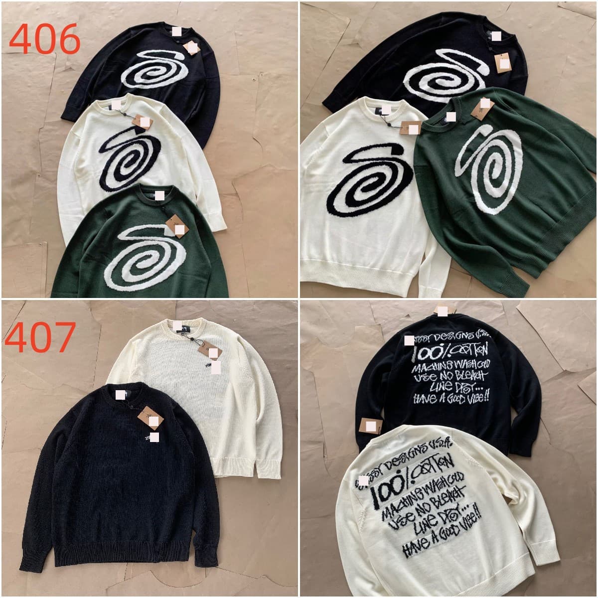 23S STU New Knit Sweater Curved Letter Jacquard Unisex Sweater Couple Versatile Pure Cotton Long Sleeve
