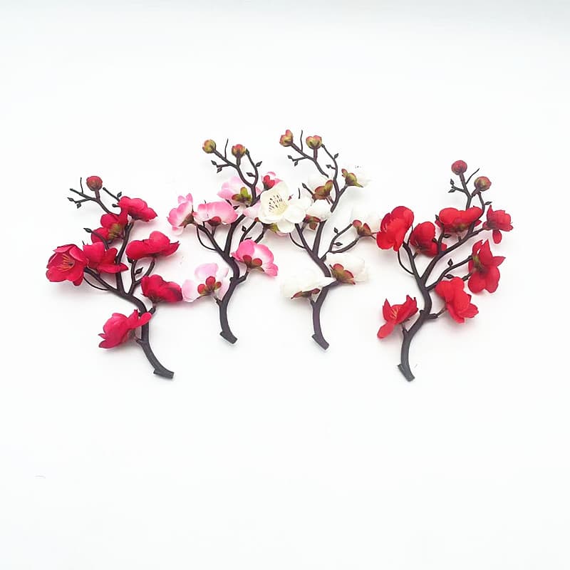 7 flowers with two buds, small plum blossoms, single ornaments, simulated winter plum blossoms, living room decorations, bouquets, Chinese-style home decoration supplies