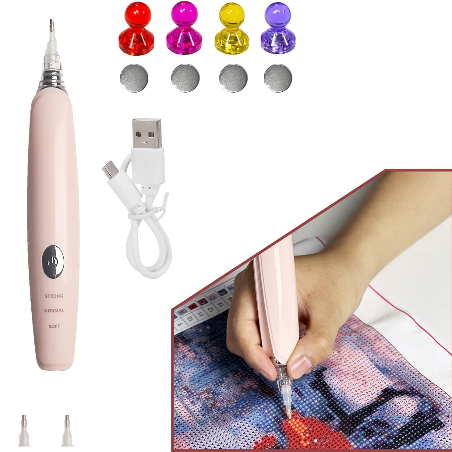 DIY Handheld Electric Diamond Brush Adjustable Vacuum Pump Suction Wireless Diamond Art Brush